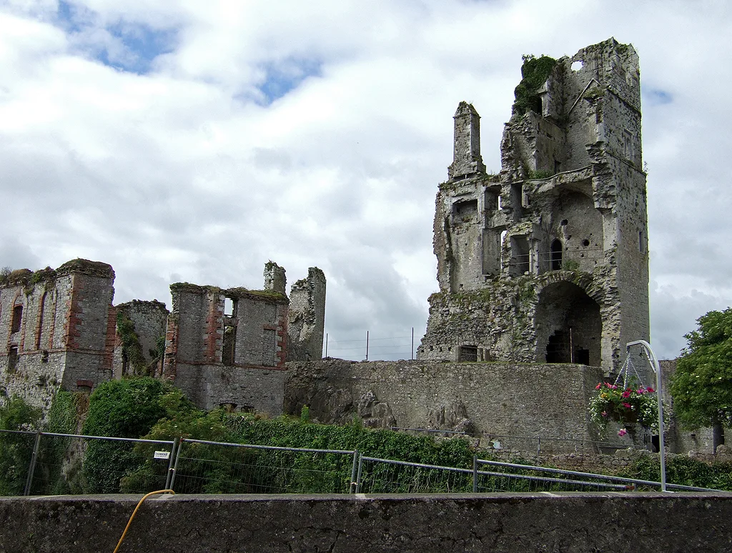 Askeaton Castle ruins viewed from outside the boundary.