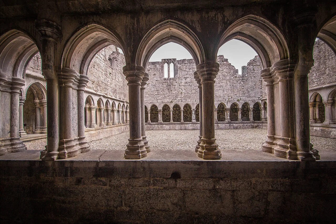 The cloister at Askeaton Franciscan Friary, County Limerick.