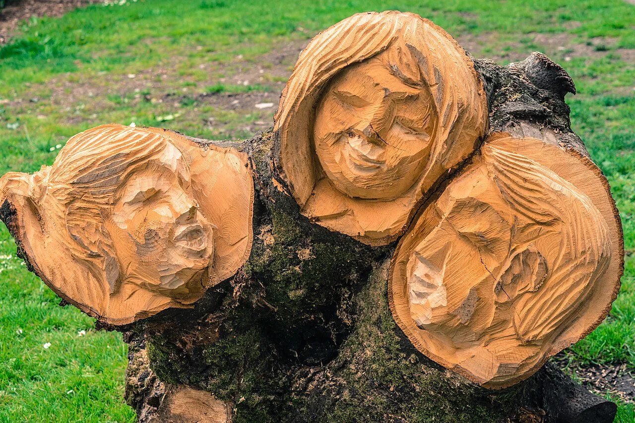 Carved wooden figures in People’s Park, Limerick.