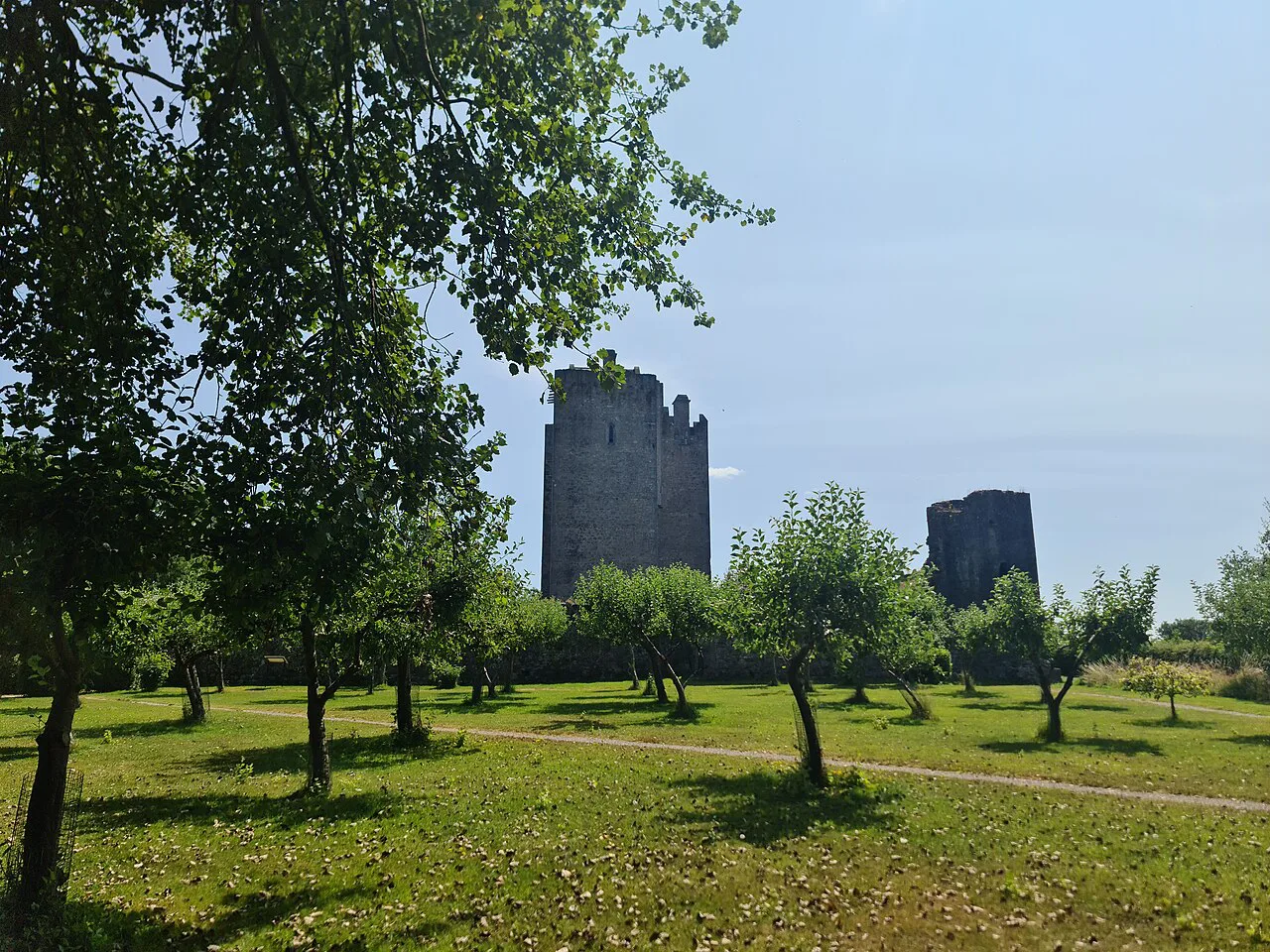 Rear view of Barryscourt Castle from orchard, Ireland