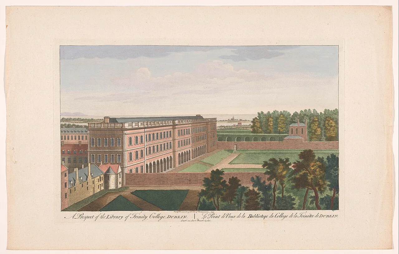 Eighteenth-century print of Trinity College Library, Dublin.