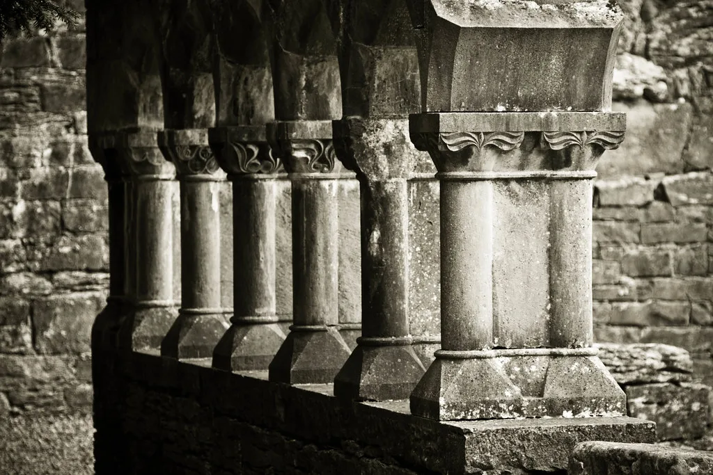 Cloister arcade of Cong Abbey, County Mayo.