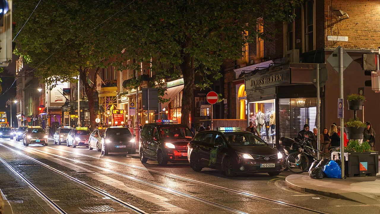 Dawson Street, Dublin, in the evening.