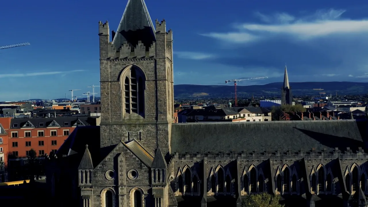 Aerial view of Christ Church Cathedral, Dublin.