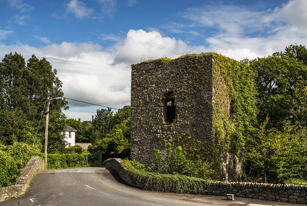 Ruined castle tower at Glin, County Limerick.