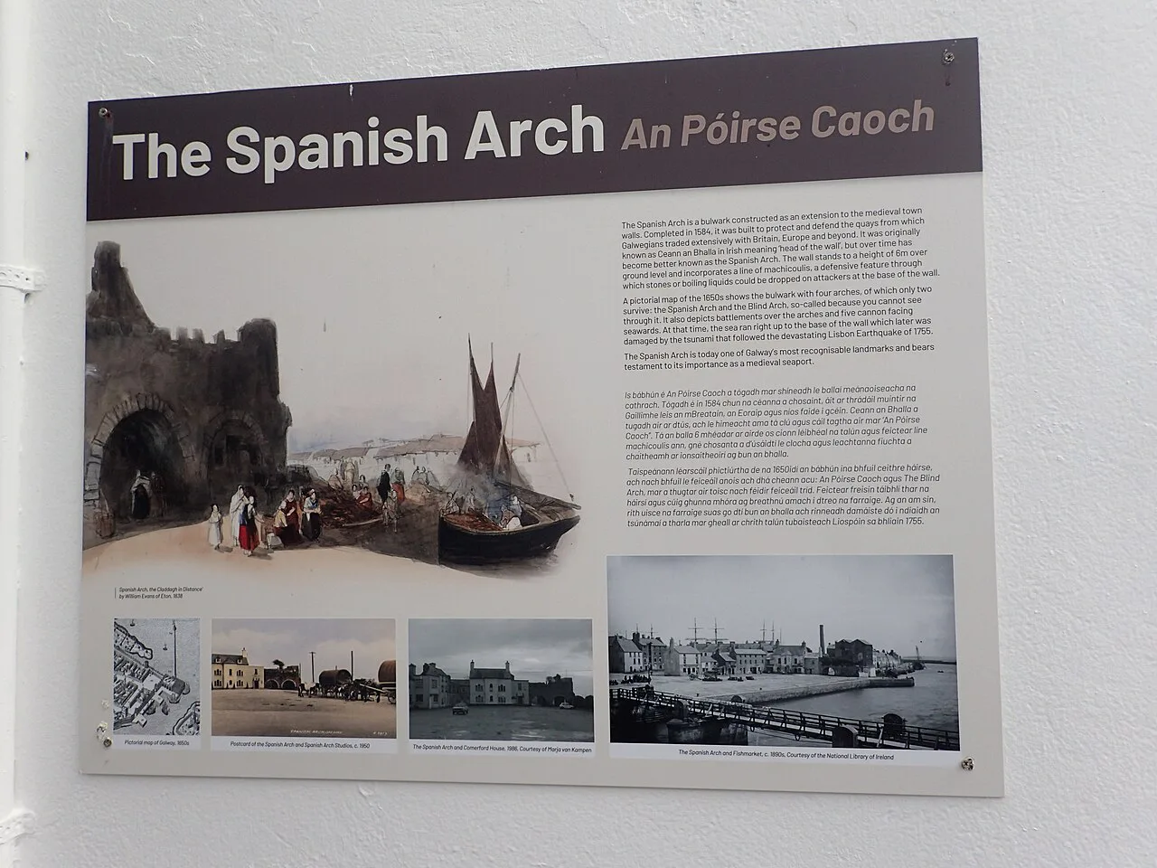 Information board at the Spanish Arch, Galway.