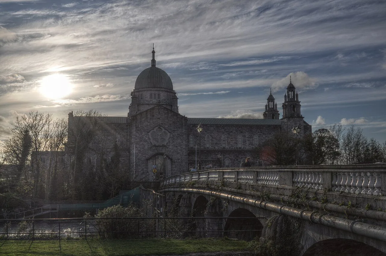 Galway Cathedral at dusk.
