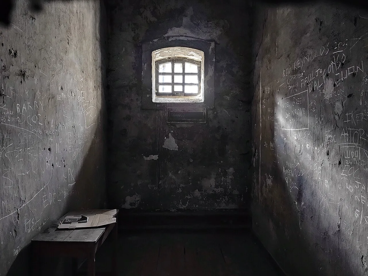 A cell inside Kilmainham Gaol, Dublin.