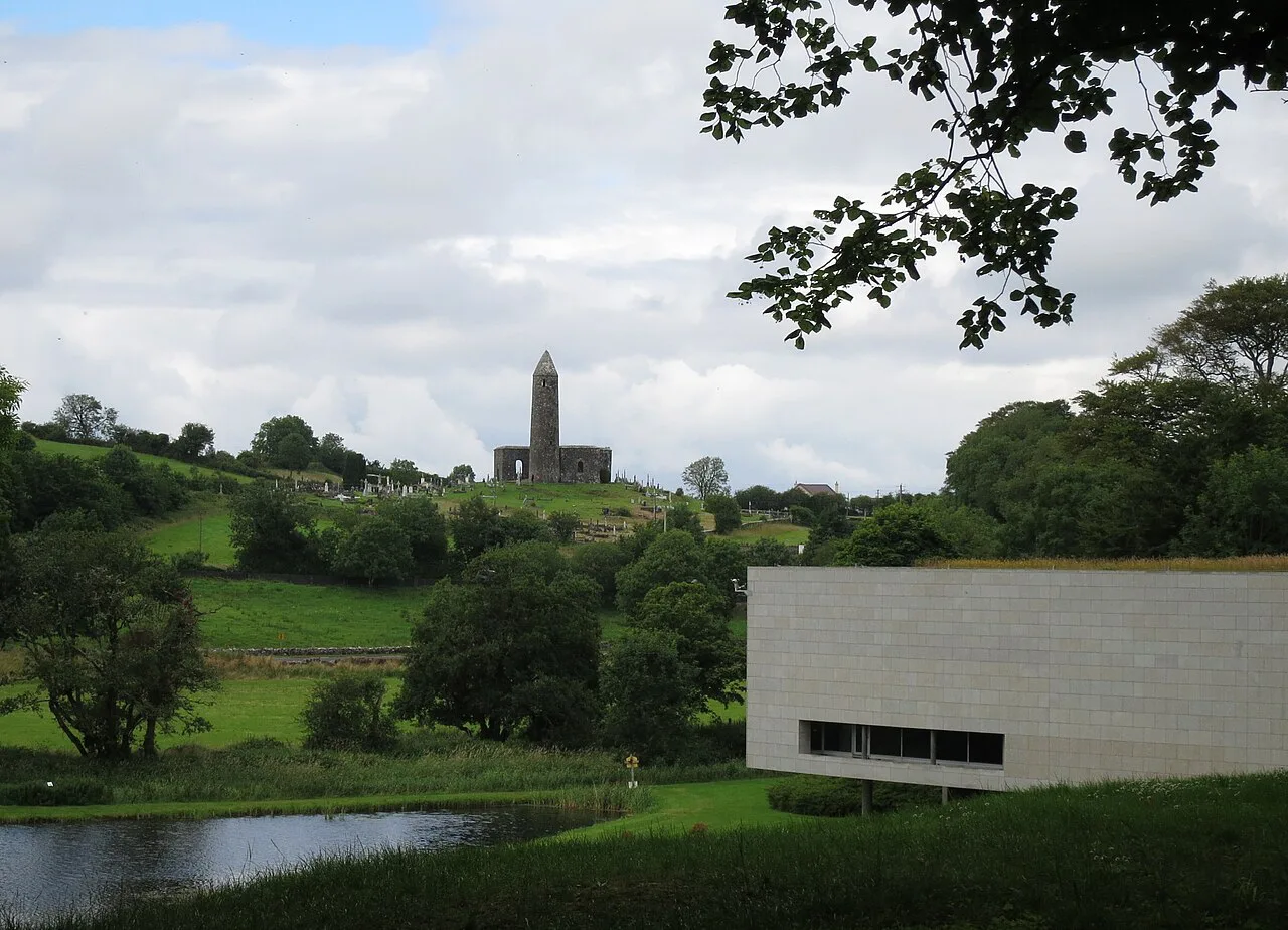 The Country Life museum grounds at Turlough Park, with the round tower in the distance.