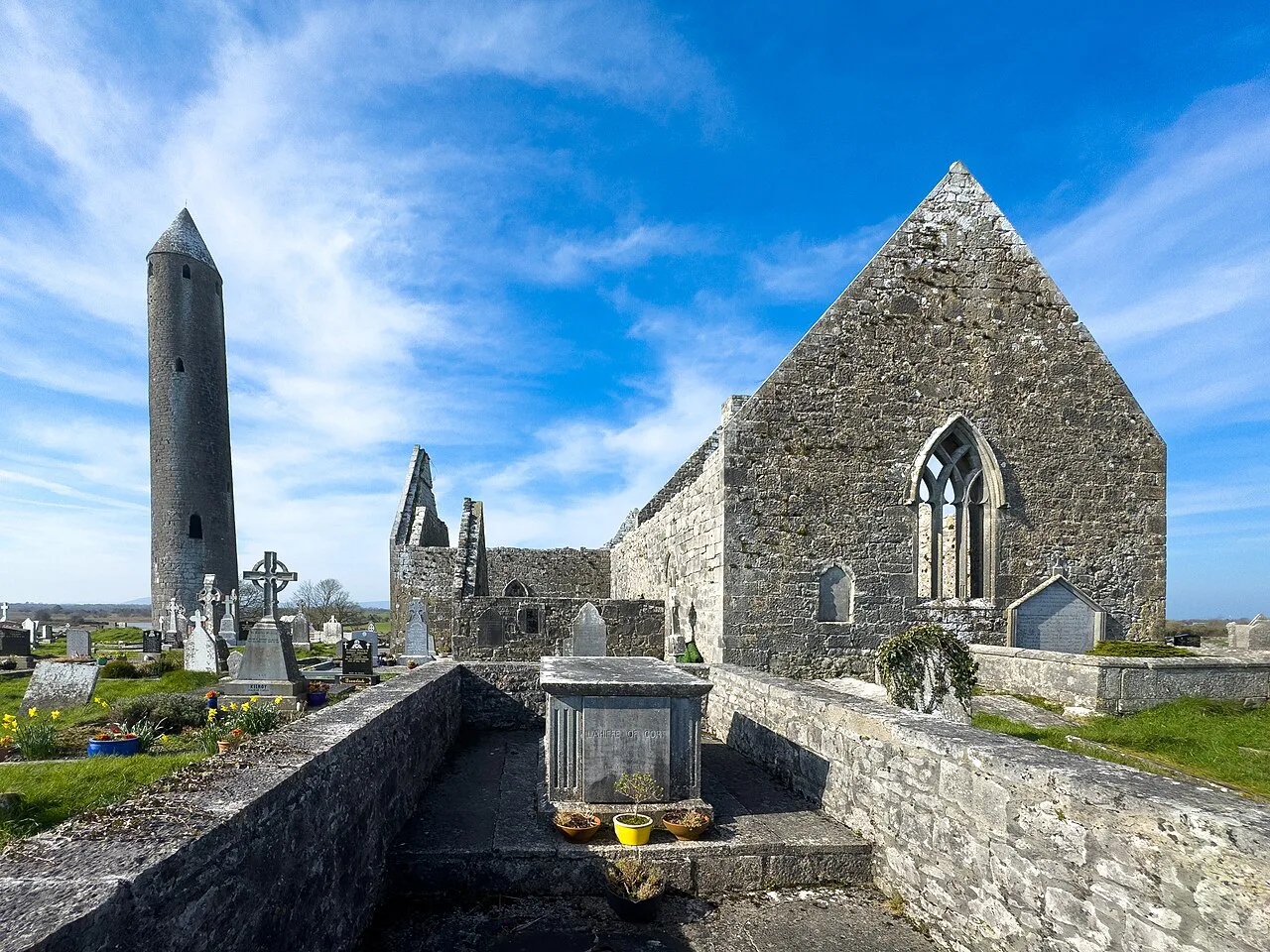 Kilmacduagh monastic site, County Galway.