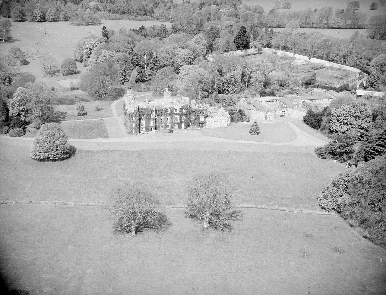 Historic aerial photograph of Dunsany Castle and estate, County Meath.