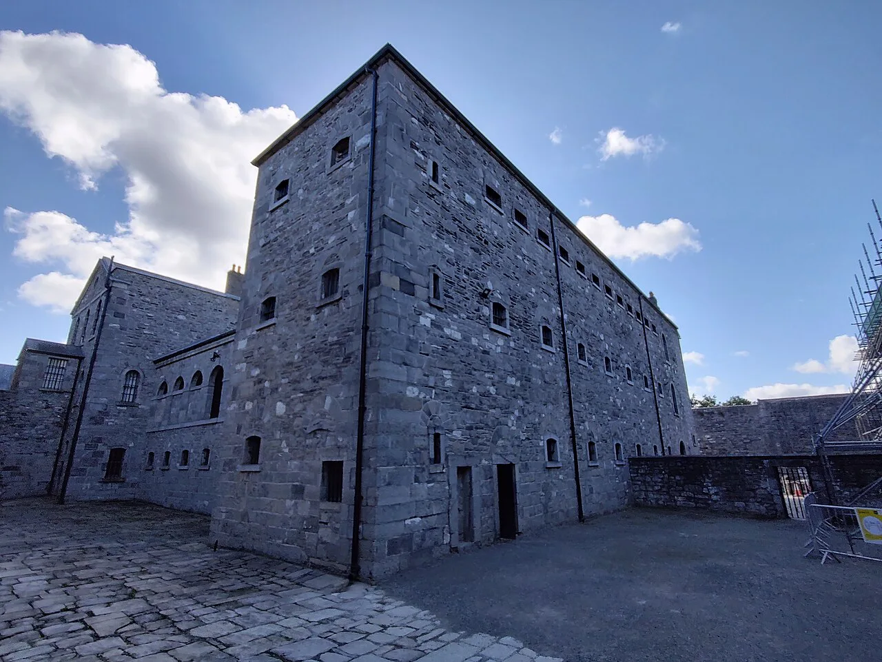 Stone walls of Kilmainham Gaol, Dublin.