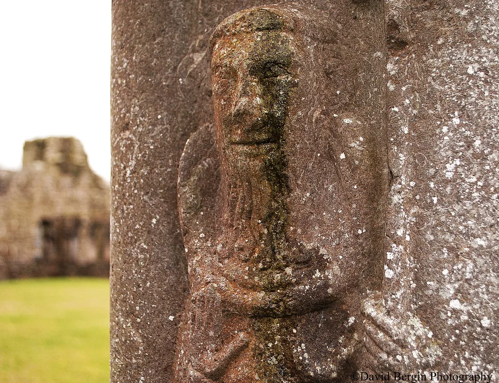 Carved stone figure at Jerpoint Abbey, County Kilkenny.