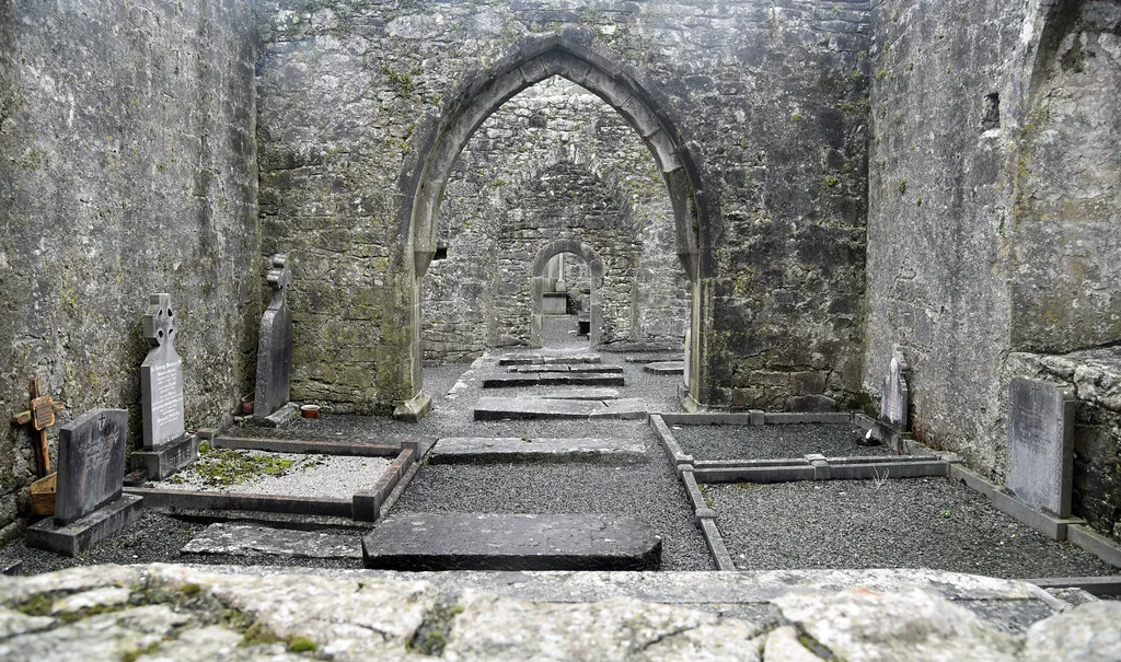 The church at Kilmacduagh, County Galway.