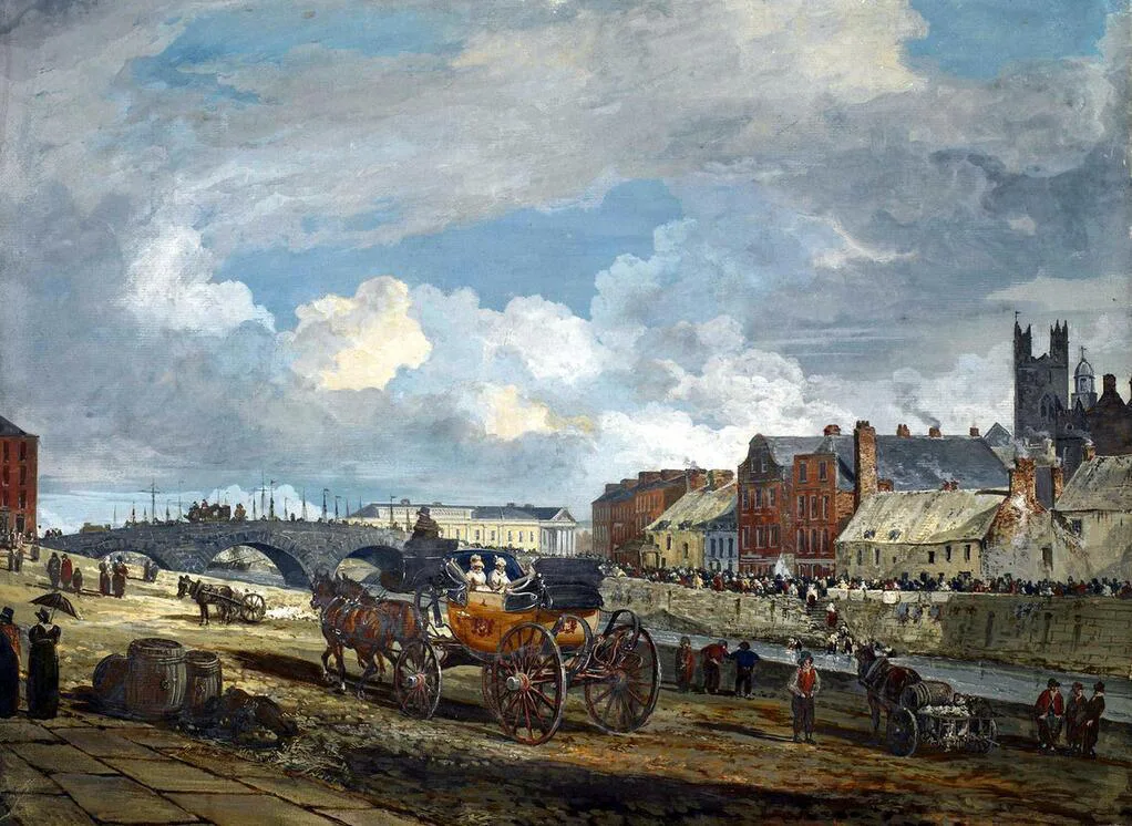Historic depiction of Limerick in the 1820s, by an unidentified artist.