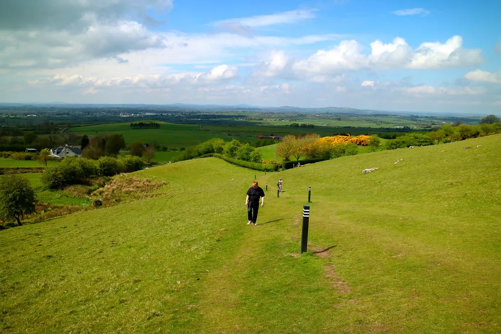 The hill approach and surrounding landscape at Loughcrew.