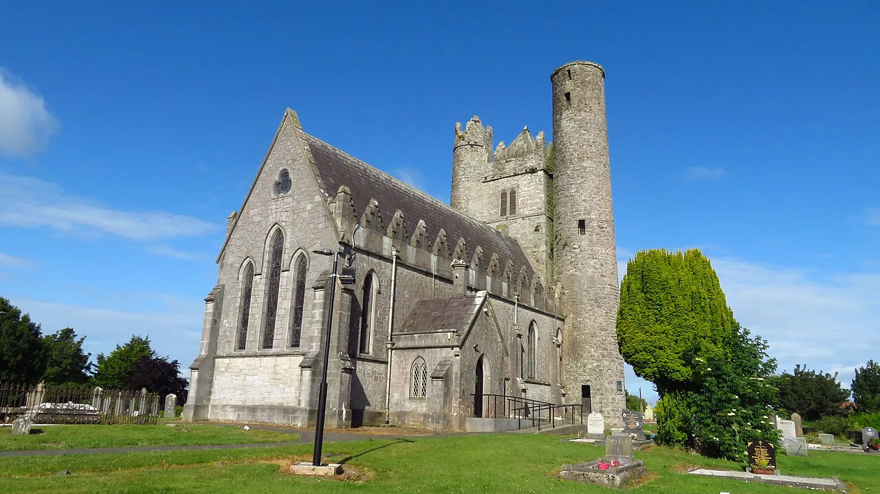 St Macculin’s church complex and the round tower at Lusk, County Dublin.