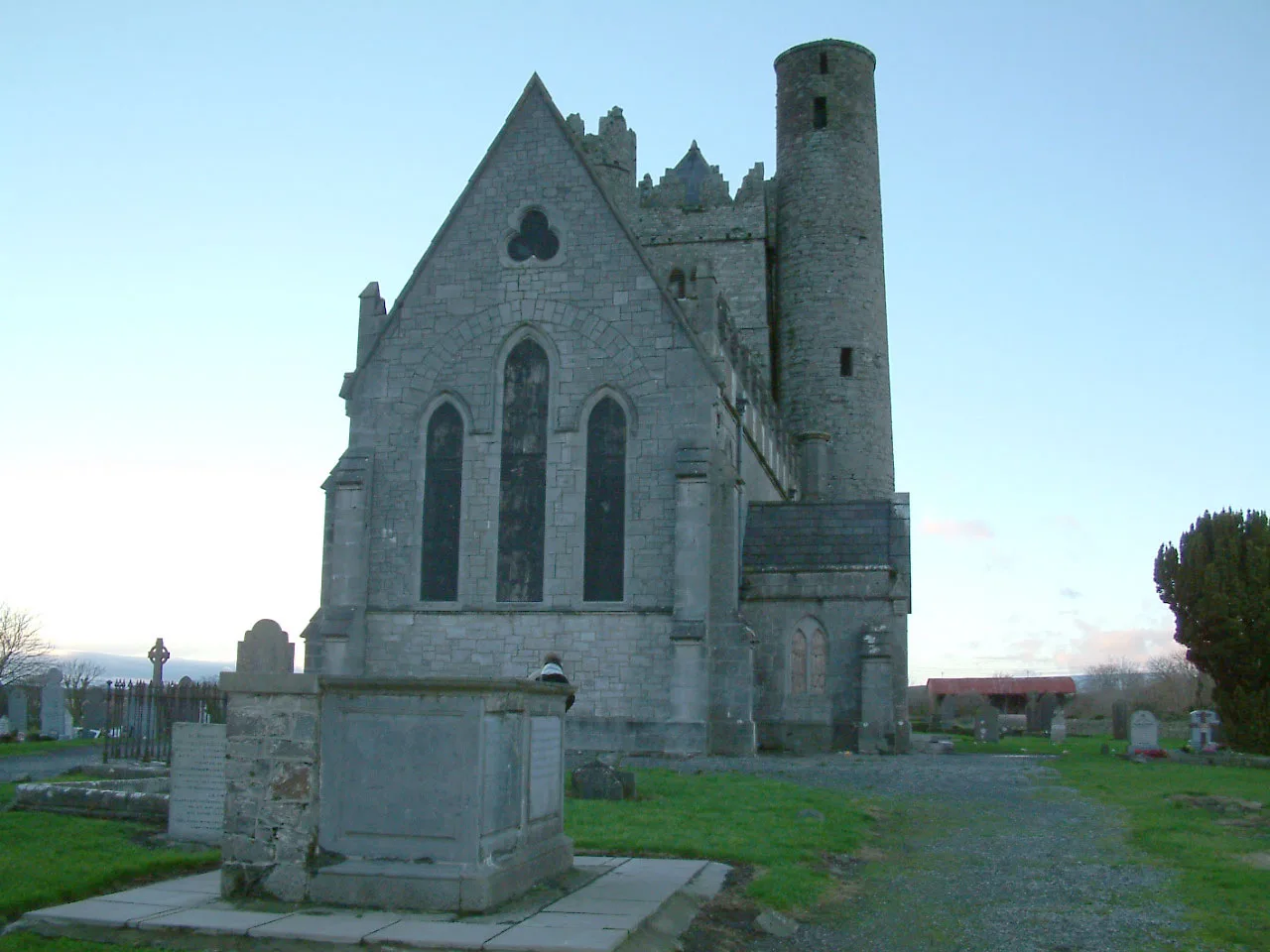Church and round tower at Lusk, County Dublin.