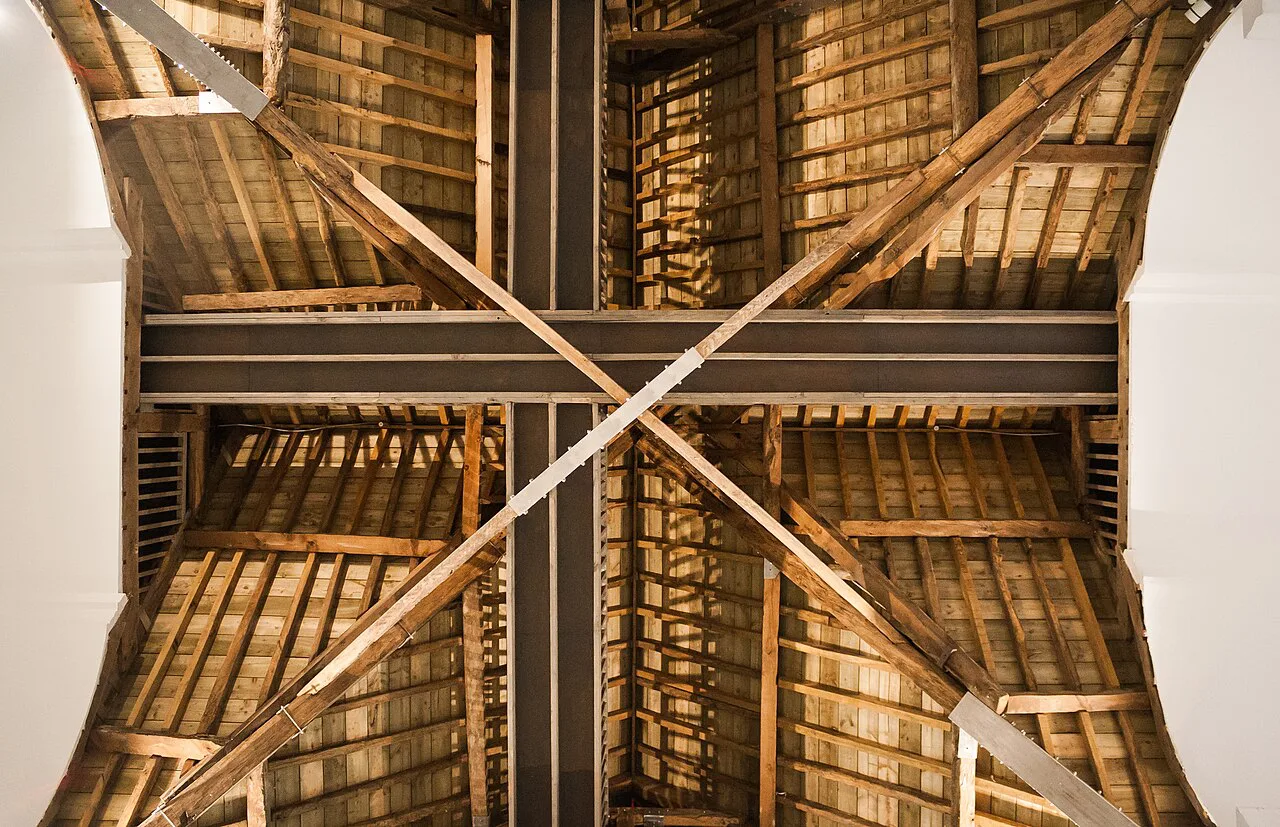 Timber ceiling detail inside the Medieval Mile Museum, Kilkenny, Ireland. Resized and converted to WebP.