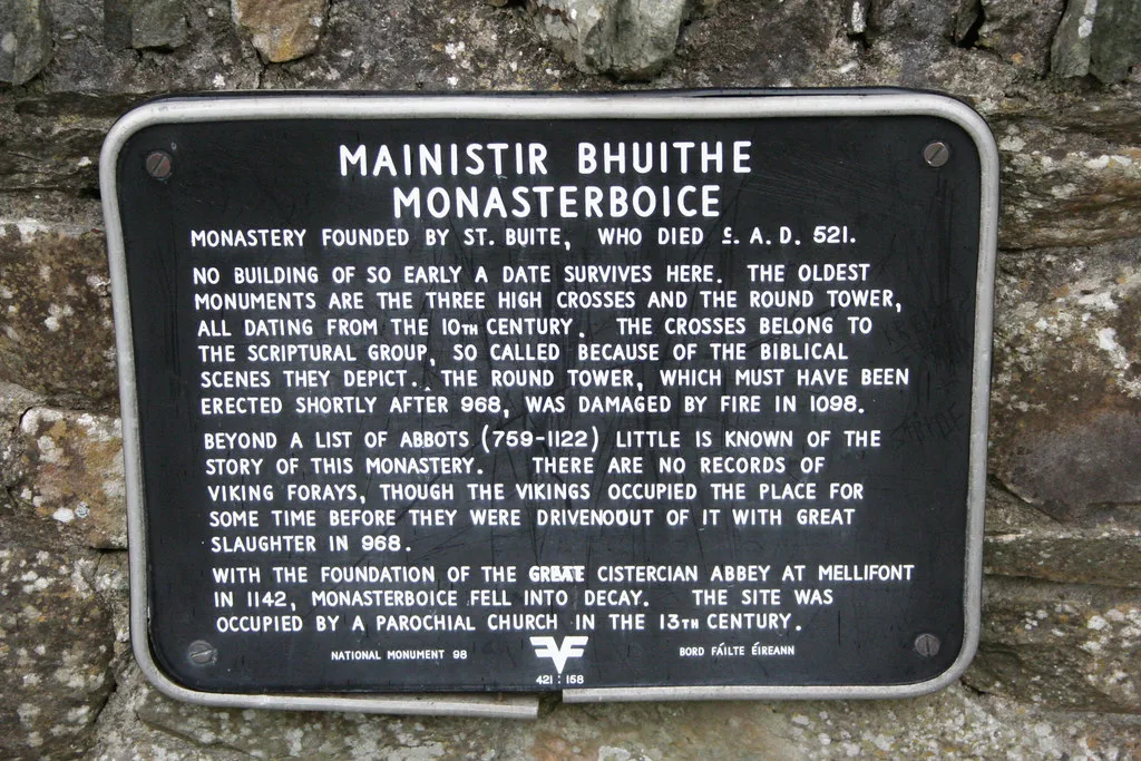 Interpretive sign at Monasterboice.