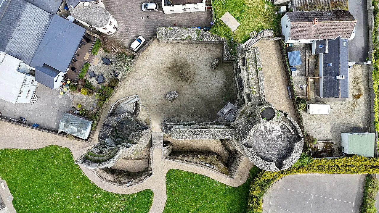 Aerial view of Ferns Castle, County Wexford.