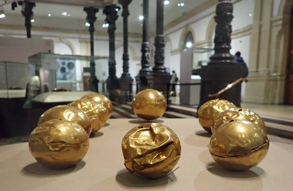 Gold balls on display at the National Museum of Ireland – Archaeology.