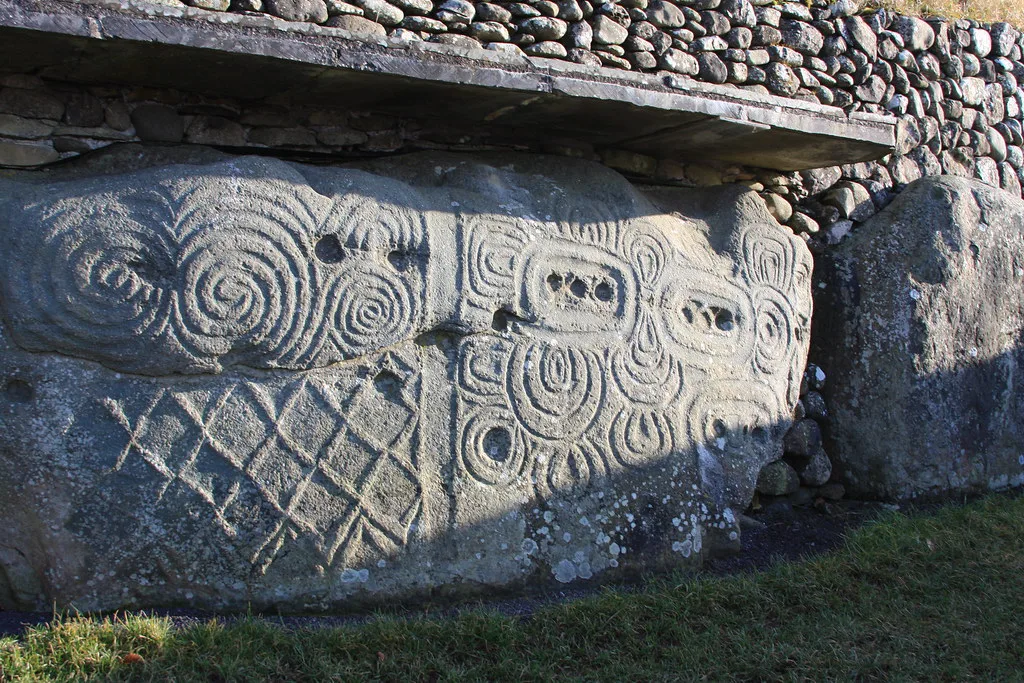 Carved entrance stone at Newgrange, County Meath.