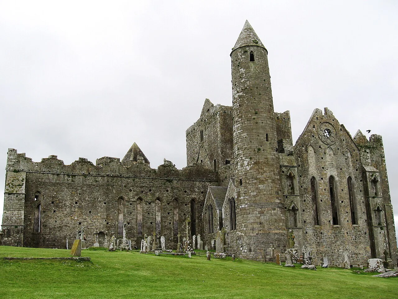 Round tower and cathedral on the Rock of Cashel.