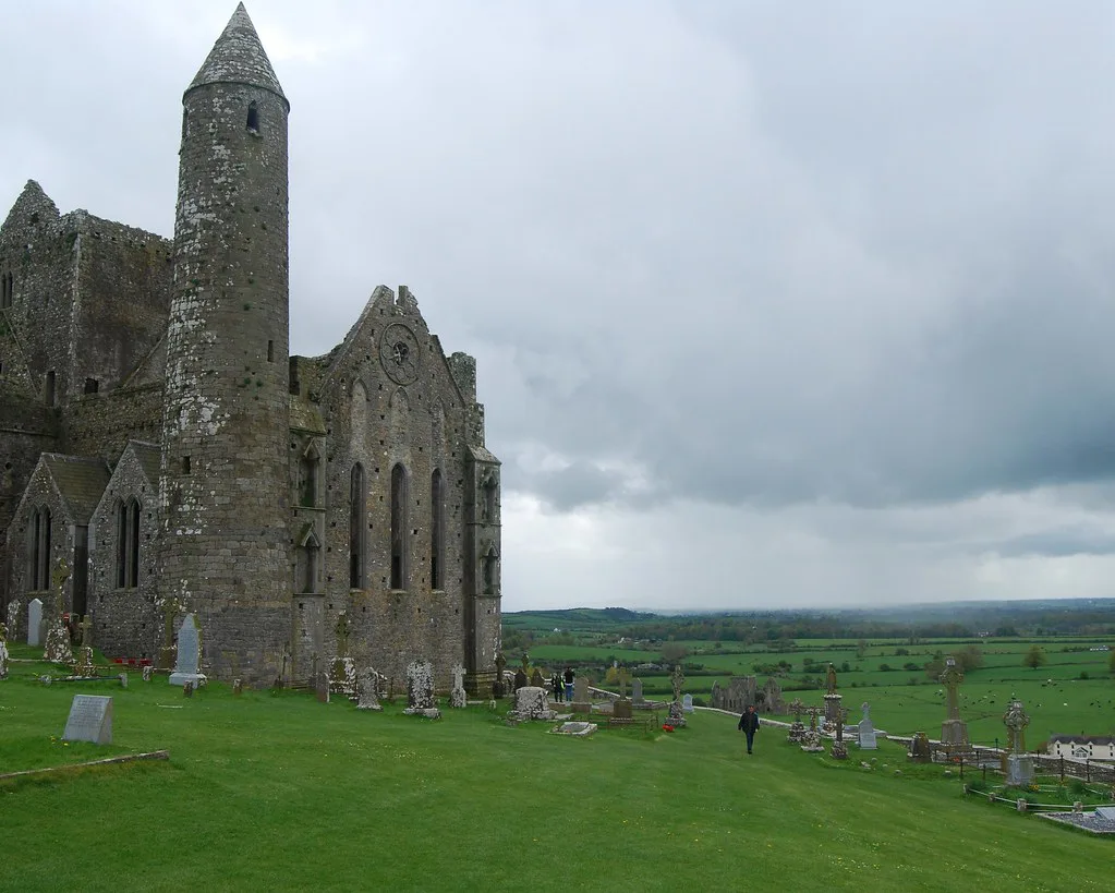 Round tower and ruins on the Rock of Cashel, County Tipperary.