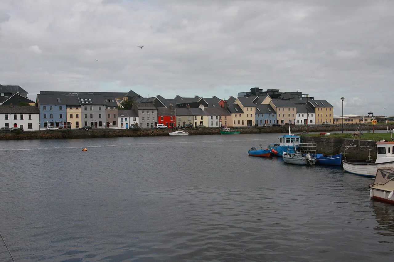 Houses facing the mouth of the River Corrib, Galway.